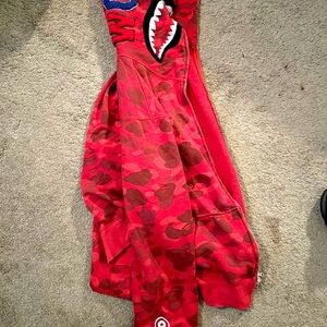 Red Camo Shark Hoodie BAPE